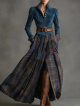 Catalina | Vestido maxi en ante azul