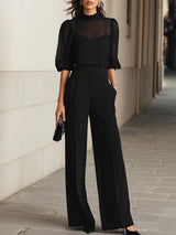 Martina | Conjunto Negro de Tres Piezas con Top Camisola