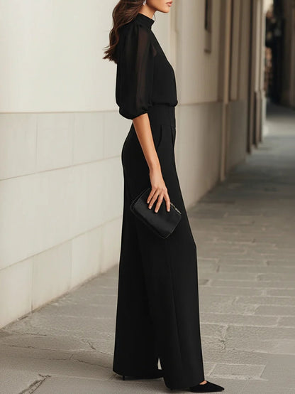 Martina | Conjunto Negro de Tres Piezas con Top Camisola