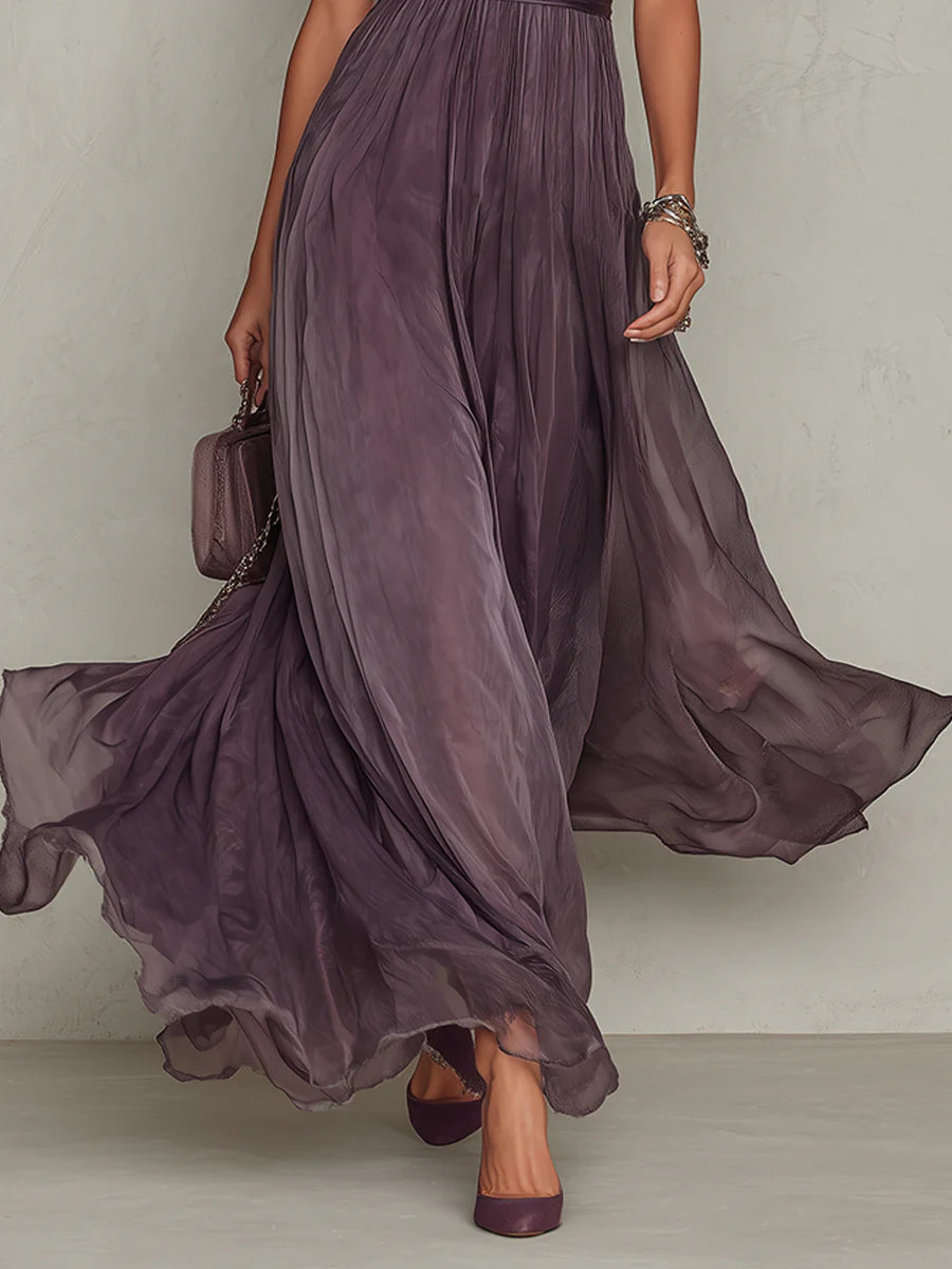 Alba | Vestido Largo Morado con Escote