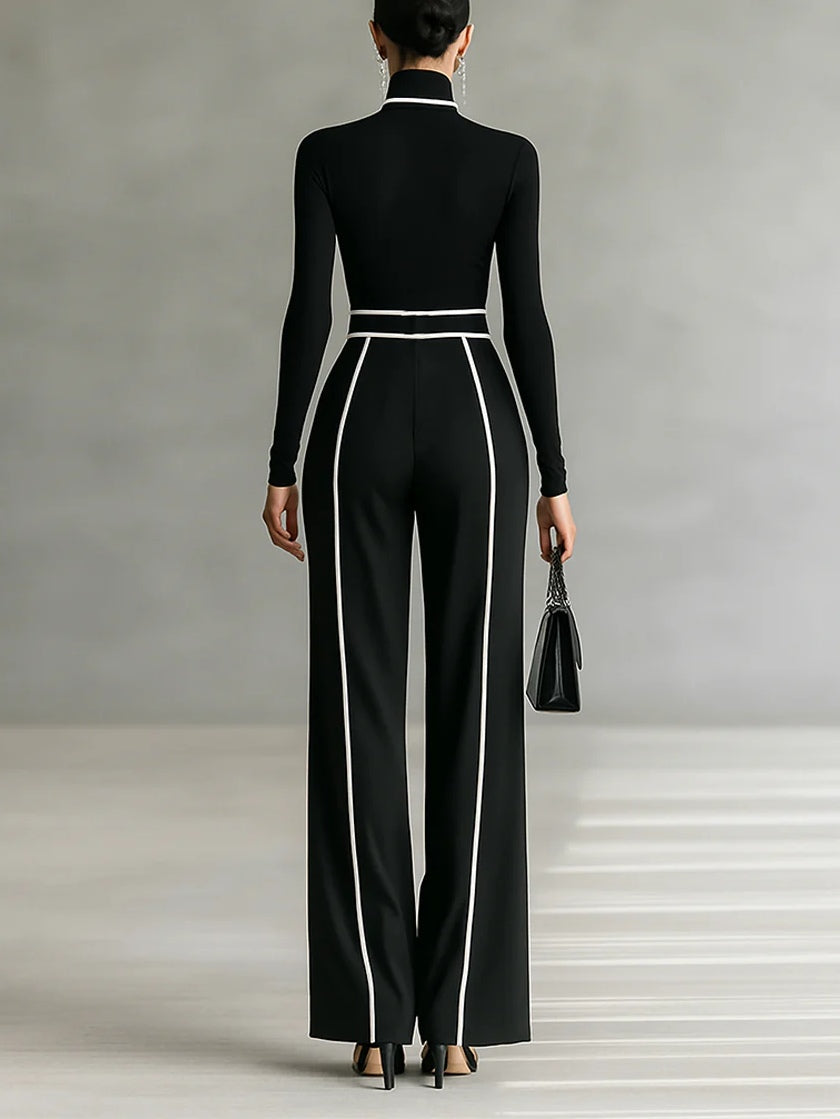 Carmén | Conjunto elegante de dos piezas con cuello alto y pantalón ancho