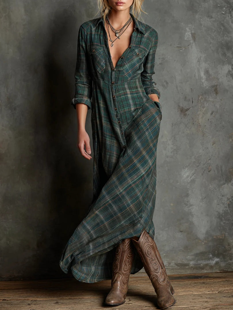 Encarnación | Vestido largo a cuadros