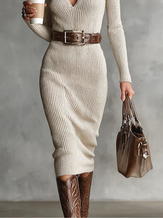 Vega | Vestido de punto con cuello medio alto