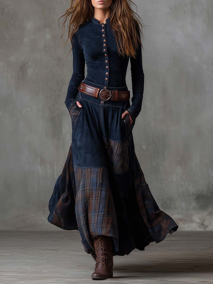 Almudela | Vestido maxi de ante con cinturón