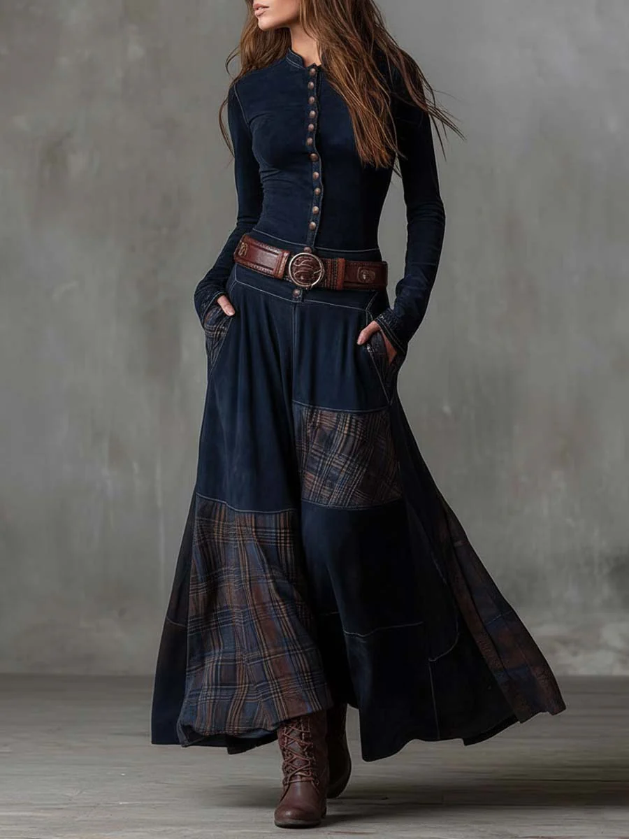 Almudela | Vestido maxi de ante con cinturón
