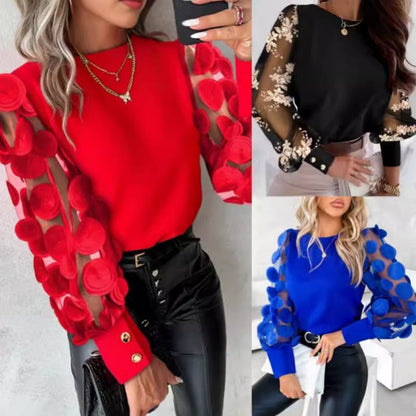 Lara | Top glamuroso con mangas de malla