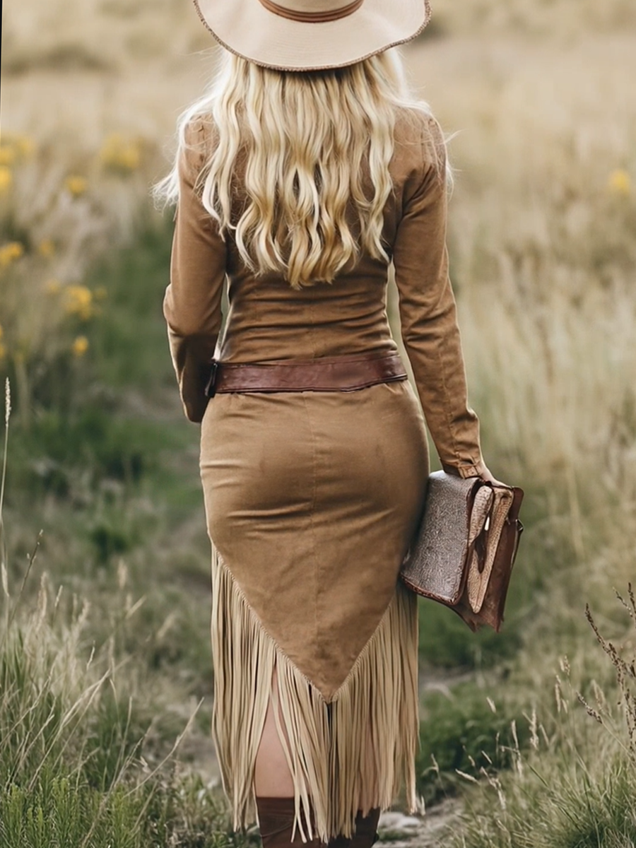 Judith | Vestido de ante con flecos