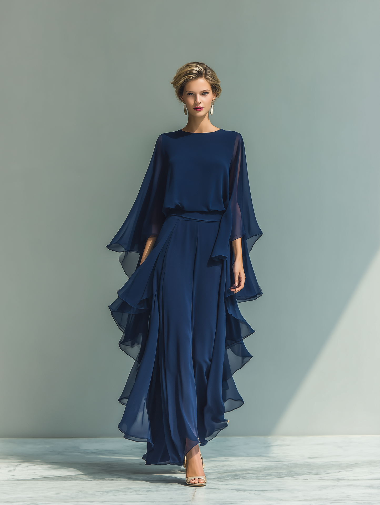 Valeria | Conjunto de top de gasa azul marino