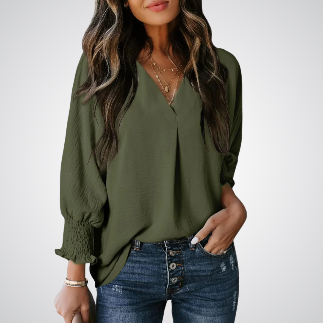 Clara | Blusa túnica clásica con escote en V