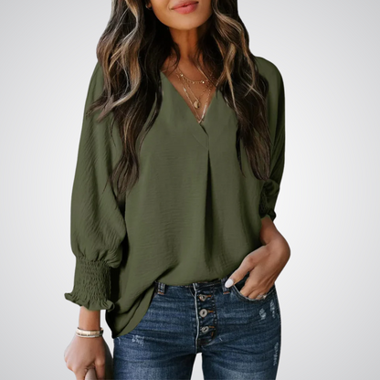 Clara | Blusa túnica clásica con escote en V
