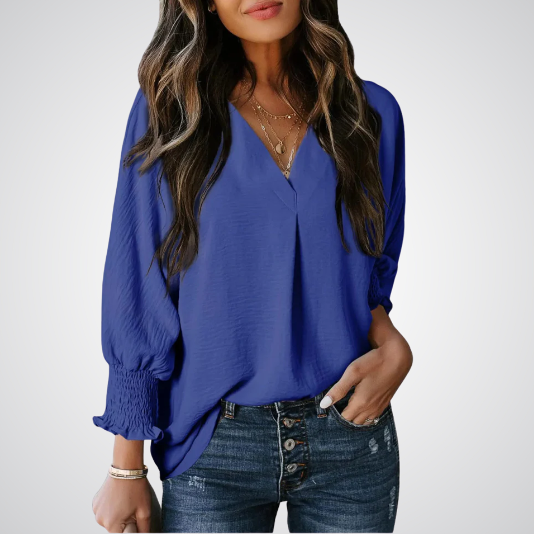 Clara | Blusa túnica clásica con escote en V