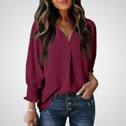 Clara | Blusa túnica clásica con escote en V