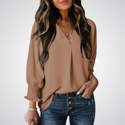 Clara | Blusa túnica clásica con escote en V