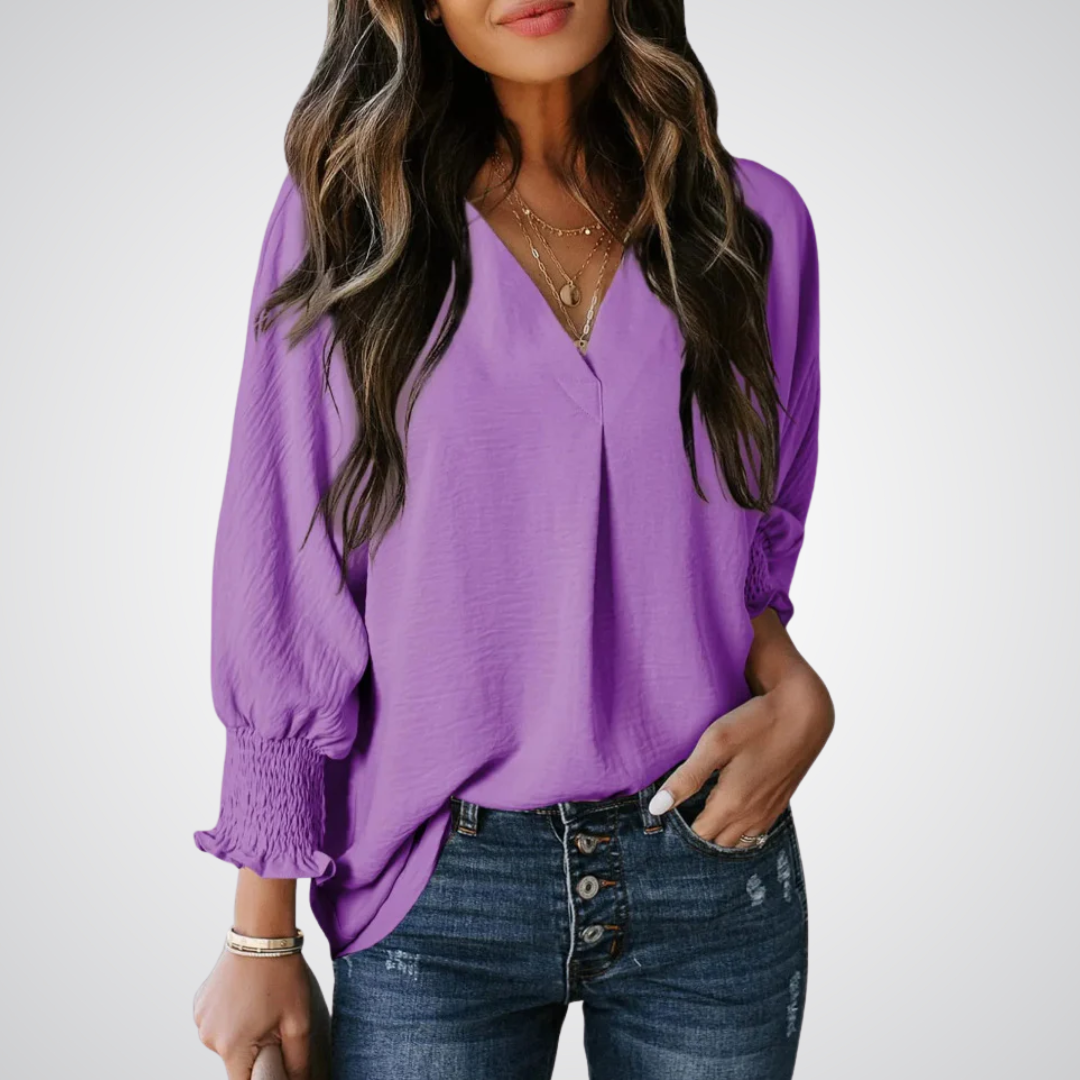 Clara | Blusa túnica clásica con escote en V