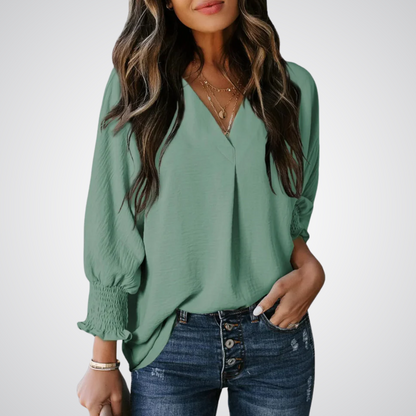 Clara | Blusa túnica clásica con escote en V
