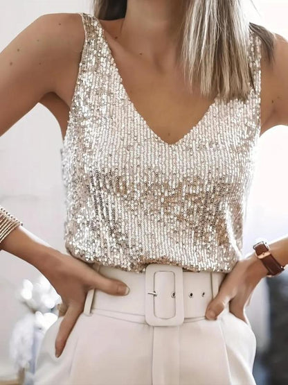 Aitana |  Top de tirantes con lentejuelas brillantes