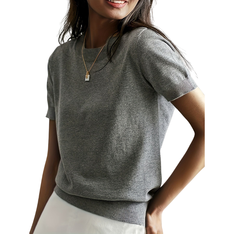 Claudia | Top casual clásico de cuello redondo