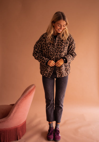 Marta | Chaqueta Corta con Estampado de Leopardo