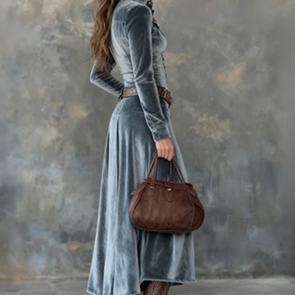 Eva | Vestido maxi vintage de terciopelo fluido
