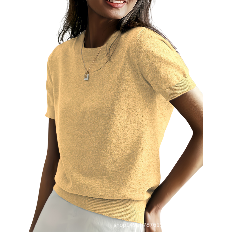 Claudia | Top casual clásico de cuello redondo